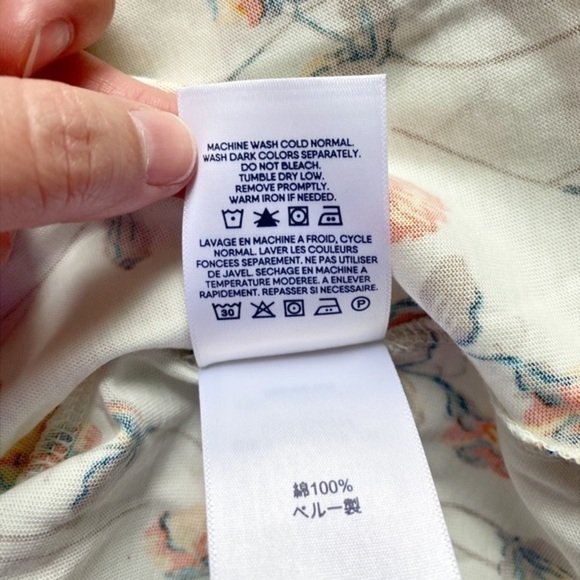 Lands’End Women's Relaxed Cotton Floral Print Short Sleeve Crewneck T-Shirt - Picture 5 of 8